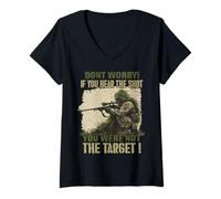 Womens Sniper t with Tactical Design for Snipers Fans V-Neck T-Shirt