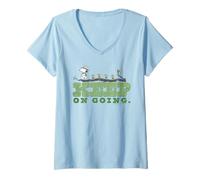 Womens Snoopy Woodstock Summer Camp Scouts Adventure Nature Retro V-Neck T-Shirt