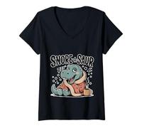 Womens Snore-A-Saur Dinosaur Sleep Puns - V-Neck T-Shirt