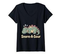 Womens Snore-A-Saur |- V-Neck T-Shirt