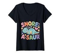 Womens Snore-A-Saur - V-Neck T-Shirt