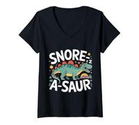 Womens Snore-A-Saur |- V-Neck T-Shirt