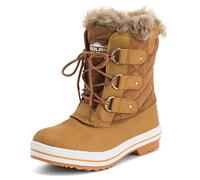 Womens Snow Boot Quilted Short Winter Snow Rain Warm Waterproof Boots TAS36 YC0019, Tan Suede, 3 UK