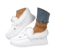Women's Snow Boots Arch Support Boots Orthopedic Boots for Women Fur Lined Warm Ankle Boot Slip on Loafer Plush Shoes Slip Flat Walking Loafers Faux Fur Snow Slippers Thickening Walking Ankle Booties