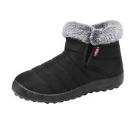 Women's Snow Boots Lined Winter Boots Without Laces Waterproof Winter Boots Warm Snow Boots Winter Shoes Short Shaft Slip On Winter Boots Non-Slip Winter Boots Slip-On Winter Shoes, black, 4 UK