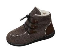Women's Snow Boots Short Winter Boots Cotton Winter Boots with Fleece Lined and Thickened Lace-up Boots Flat Sole Wool Boots Colour Contrast Low Warm Cosy Boots, brown, 36 EU