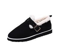 Womens Snow Boots Size 5 Warm Fur Lined Winter Boots Suede Buckle Shoes Low Top Snow Boots Low Heel Ankle Booties Comfortable Outdoor Anti-Slip Ankle Boots Black