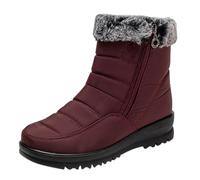 Womens Snow Boots Size 6 Winter Warm Fur Lined Boots Ladies Comfort Casual Water Resistant Shoes Women's Winter Thickened Velvet Non Cotton Shoes Warm Middle Elderly Mothers Side Zipper Flat Booties