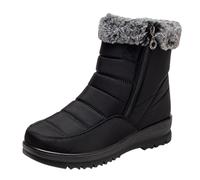 Womens Snow Boots Size 6 Winter Warm Fur Lined Boots Ladies Comfort Casual Water Resistant Shoes Women's Winter Thickened Velvet Non Cotton Shoes Warm Middle Elderly Mothers Side Zipper Flat Booties