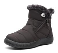 Womens Snow Boots Warm Ladies Winter Boots Ankle Booties Water-resistant Short Boots Walking Faux Fur Lining Coffee A 9UK=Label size 43