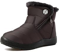 Womens Snow Boots Warm Ladies Winter Boots Ankle Booties Water-resistant Short Boots Walking Faux Fur Lining Coffee A 6UK=Label size 39