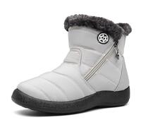 Womens Snow Boots Warm Ladies Winter Boots Ankle Booties Water-resistant Short Boots Walking Faux Fur Lining Beige A 4UK=Label size 37