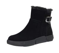 Womens Snow Boots Waterproof Fur Lined Boots Women Women's Winter Plush Booties Frosted Flat Heel Thickened Wool Short Barrel Side Zipper Flat Bottom Soft Bottom Cotton Booties Warm Shoes Black
