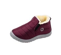 Womens Snow Boots Waterproof - Slip On Winter Boots Warm with Plush Lining Ankle Boot Orthopedic Booties Non Slip Flat Boot Solid Color Platform Booties Womens Shoes Elegant for Outdoor1 Red