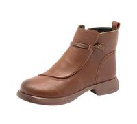 Womens Snow Boots Waterproof Wide Fit Boots Womens Women's High Performance Warm Booties Soft Comfortable Can Adapt to The Cold Harsh Environment Winter Booties (Brown, 4.5)