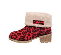 Women's Snow Boots Wide Calf Boots Women Stylish Lightweight Water Resistant Boot High Performance Warm Boot Soft and Comfortable Can Adapt to The Cold and Harsh Environment Winter (Red, 4.5)