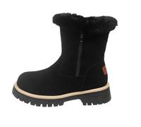 Women's Snow Boots Wide Calf Zip Up Fleece Lined Non Slip Short Boots Outdoor Walk Booties Fluffy Winter Shoes for Women (Black, 5)