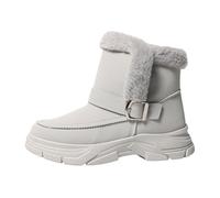 Women's Snow Boots Wide Fit Zip Up Fleece Lined Non Slip Short Boots Wide Calf Outdoor Walk Booties Fluffy Shoes for Women (Grey, 5.5)