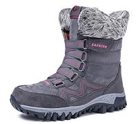 Womens Snow Boots Winter Fur Lined Warm Ankle Boots Lace up Anti-Slip Shoes for Outdoor Walking Hiking Trekking 5.5UK Women Gray,9.25" Heel to Toe