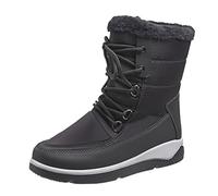 Women's Snow Boots Winter Warm Thick Sole Non Slip Round Toe Lace Up Fashion Comfortable Ankle Boots For Cold Weather (Grey, 5.5)
