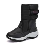 Womens Snow Boots Women Boots Velvet Plus Cotton Thickened Booties Women Border Plus Size Round Toe Middle Help Keep Warm Thick Bottom Cotton Shoes Winter Booties 10 (Black, 4)