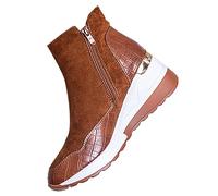 Women's Snow Boots Women's Boots Big Size Booties Female Winter Within The High Short Booties Female 2024 New Slope with Thick Bottom Padded Cotton Shoes Winter Hiking Shoes (Brown, 4)