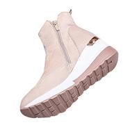 Women's Snow Boots Women's Boots Big Size Booties Female Winter Within The High Short Booties Female 2024 New Slope With Thick Bottom Padded Cotton Shoes Winter Hiking Shoes (Beige, 7.5)