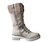 Womens Snow Boots Womens Patchwork Boots Winter Winter Warm Lined Boot Outdoor Ski Boot Durable Combat Booties Lace Up Thermal Booties With Side Zip Up & Buckle Anti Skid Hiking Bootie