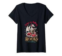 Womens Snow is Falling Books are Calling Winter Reading V-Neck T-Shirt