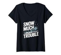 Womens Snow Much Trouble, Snowboarding V-Neck T-Shirt
