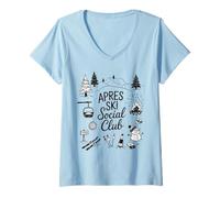 Womens Snow Party A pres Ski Social Club Skiing Winter Vibes V-Neck T-Shirt