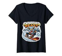 Women's Snowboard Beast Snowboarding Snowboarder Funny Cool Quote V-Neck T-Shirt
