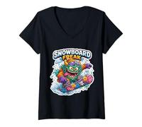 Women's Snowboard Freak Snowboarding Snowboarder Funny Cool Teens V-Neck T-Shirt
