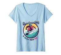 Womens Snowboard Humor Snowboarding is Snow Much Fun Snowboarding V-Neck T-Shirt