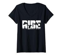Womens Snowmobile Ride Forest Funny Outdoor Racing Adventure V-Neck T-Shirt