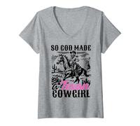 Womens So God Made a Texan Cowgirl, Funny Texan Cowgirl V-Neck T-Shirt