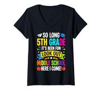 Women's So Long 5th Grade was Fun Look Out Middle School Here I Come V-Neck T-Shirt