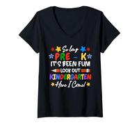 Womens So Long Pre-K Its Been Fun Look Out Kindergarten Here I Come V-Neck T-Shirt