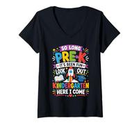 Women's So Long Pre-K Its Been Fun Look Out Kindergarten Here I Come V-Neck T-Shirt