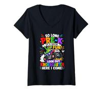 Women's So Long Pre K Its Been Fun Look Out Kindergarten Here I Come V-Neck T-Shirt