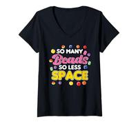 Womens So Many Beads So Less Space Beads Design V-Neck T-Shirt