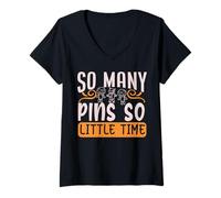 Womens So Many Pins So Little Time Voodoo Doll Women Men Halloween V-Neck T-Shirt