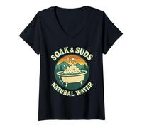 Womens Soak And Suds Shirt Natural Water Retro Bath Hot Springs V-Neck T-Shirt
