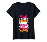Womens Soap Making Crafting Yes! I Am That Crazy Soap Lady V-Neck T-Shirt