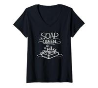 Women's Soap Queen At Heart Funny Soap Making Cold Process Shirt V-Neck T-Shirt