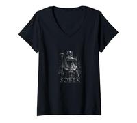 Women's Sobek Ancient Egyptian Crocodile God Mythology V-Neck T-Shirt