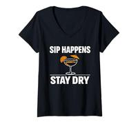 Women's Sober But Fun Modern Sobriety Humor Dry Sober January Vibes V-Neck T-Shirt