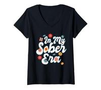 Women's Sober Life in My Sobriety Era Alcohol Drinking Recovery Mode V-Neck T-Shirt