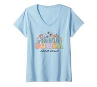 Womens Sober since 2023 Sobriety 1 Year Anniversary Soberversary V-Neck T-Shirt
