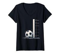 Women's Soccer Ball at Goal Sport Illustration V-Neck T-Shirt